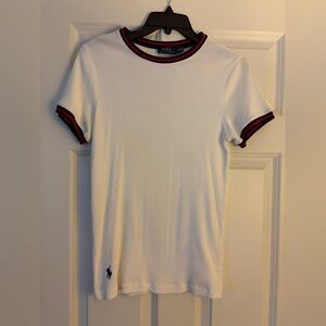 Polo by Ralph Lauren White Short-Sleeve Tee with Navy & Red Trim